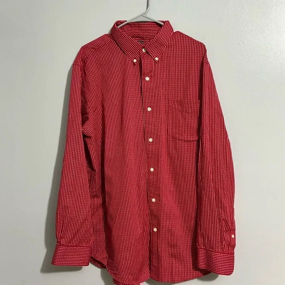 Chaps Red and White Plaid Shirt size XL